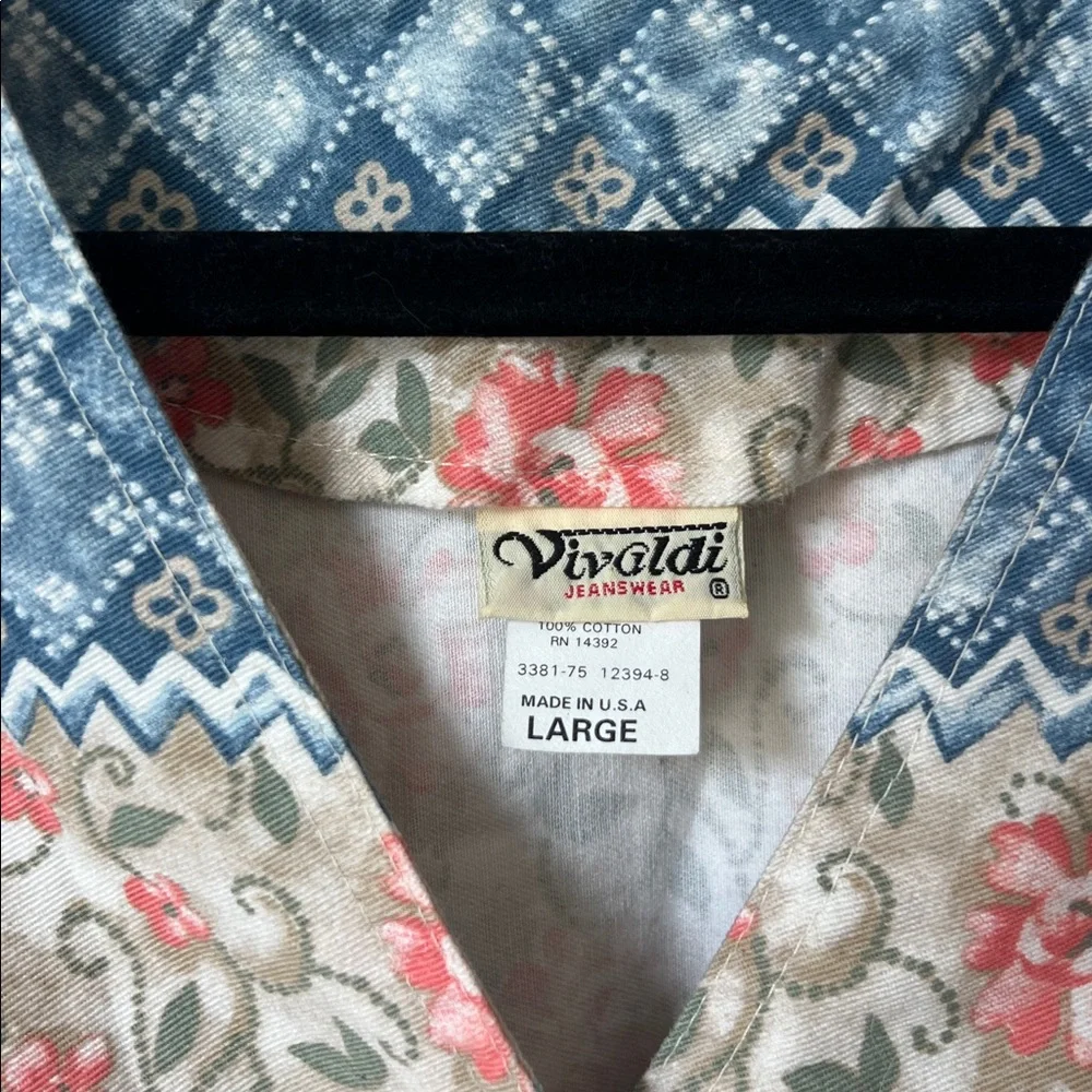 Vintage Vivaldi Jeanswear Cottagecore Floral Patchwork Vest Large Boho Prairie♠️